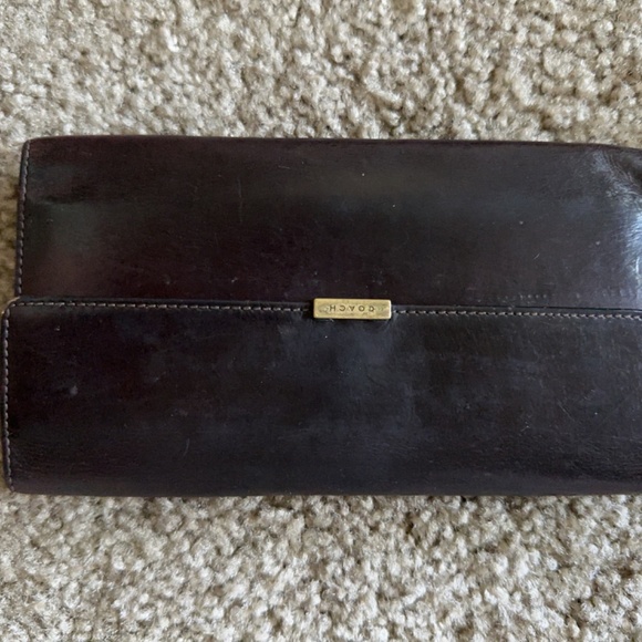 Coach Dark Brown Vintage Genuine Leather Snap-On Credit Card Bifold Long Wallet - Picture 9 of 12